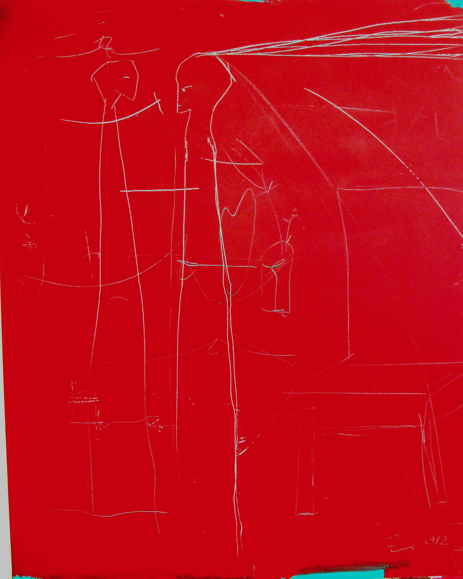 Zeichnung in Rot